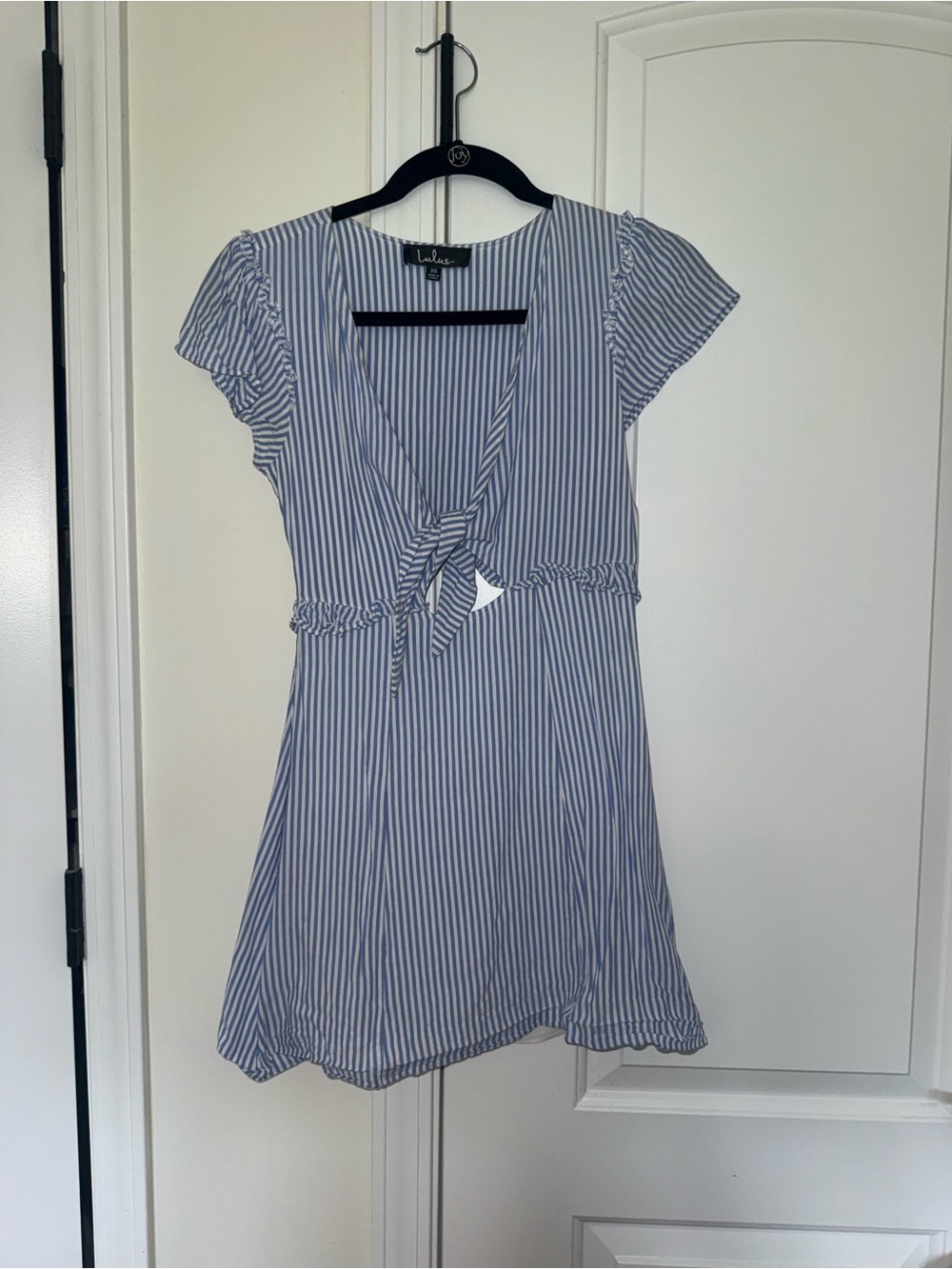 Lulu's Blue & White Striped Tie-Front Mini Dress